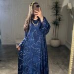 شيفون ازرق مع شيلة