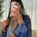 بريسم جاكرد لون ازرق ١
