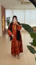 ⁦بريسم جاكرد بلون برتقالي⁩ - الصورة ⁦3⁩